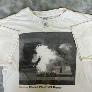 Kasbo Places We Don't Know White T Shirt Graphic Short Sleeve EDM Music Band XS